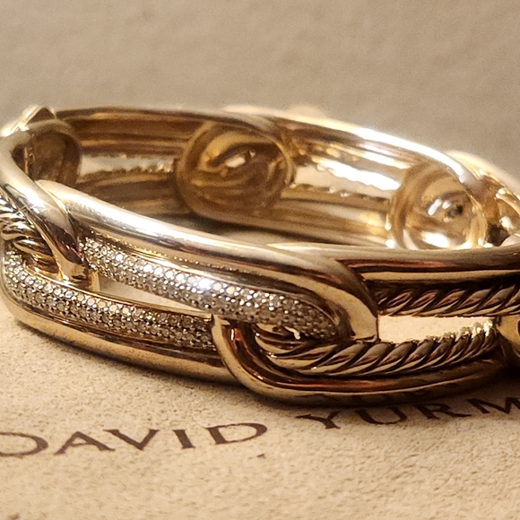David Yurman | Diamond Labyrinth Link Bangle Bracelet - Size Medium - Picture 3 of 10